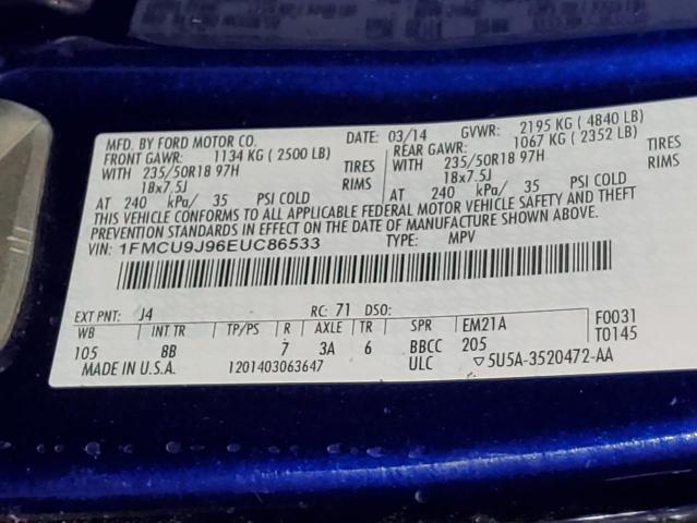Photo 10 from auction – 2014 FORD ESCAPE TIT with VIN 1FMCU9J96EUC86533