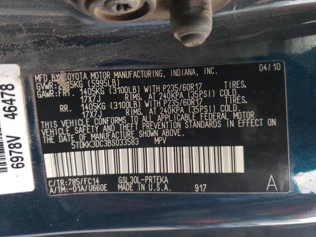Photo 10 from auction – 2011 TOYOTA SIENNA LE with VIN 5TDKK3DC3BS033583