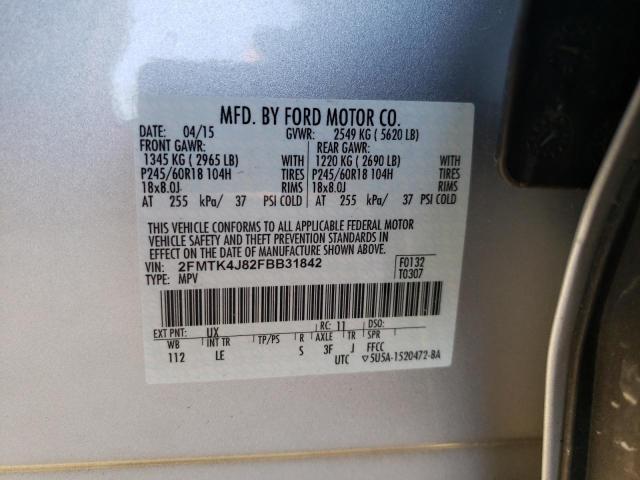Photo 10 from auction – 2015 FORD EDGE SEL with VIN 2FMTK4J82FBB31842