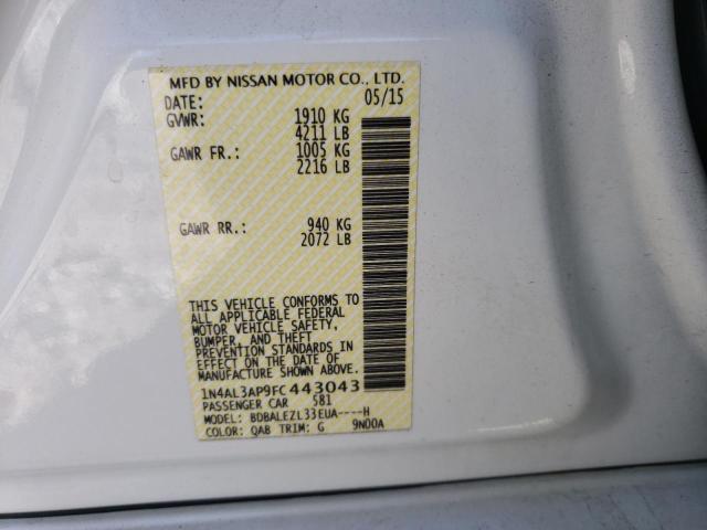 Photo 10 from auction – 2015 NISSAN ALTIMA 2.5 with VIN 1N4AL3AP9FC443043