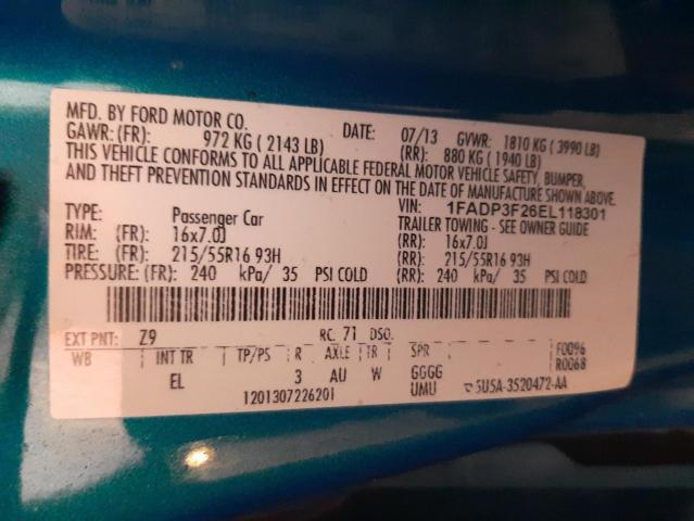 Photo 10 from auction – 2014 FORD FOCUS SE with VIN 1FADP3F26EL118301