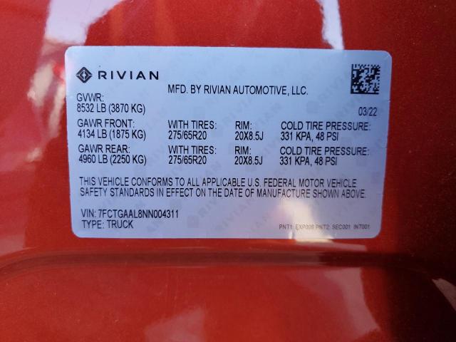 Photo 10 from auction – 2022 RIVIAN R1T LAUNCH with VIN 7FCTGAAL8NN004311