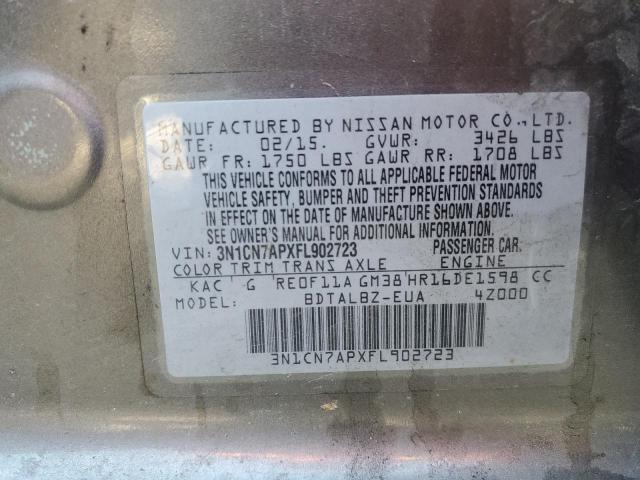 Photo 10 from auction – 2015 NISSAN VERSA S with VIN 3N1CN7APXFL902723