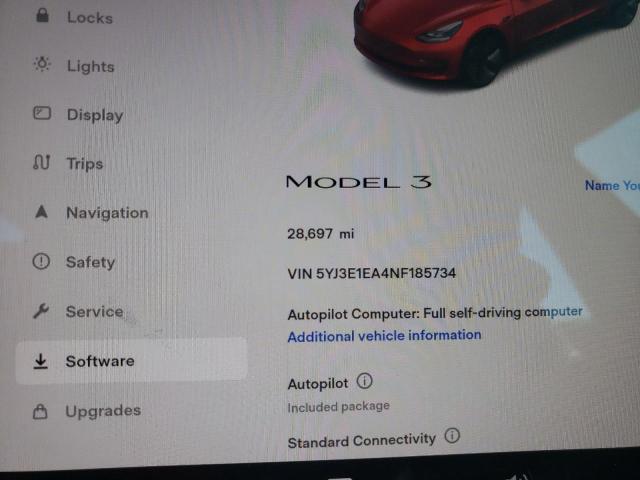 Photo 8 from auction – 2022 TESLA MODEL 3 with VIN 5YJ3E1EA4NF185734