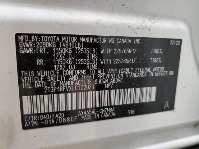 Photo 10 from auction – 2020 TOYOTA RAV4 XLE with VIN 2T3P1RFVXLC102071