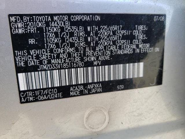 Photo 10 from auction – 2008 TOYOTA RAV4 with VIN JTMZD33V185116780