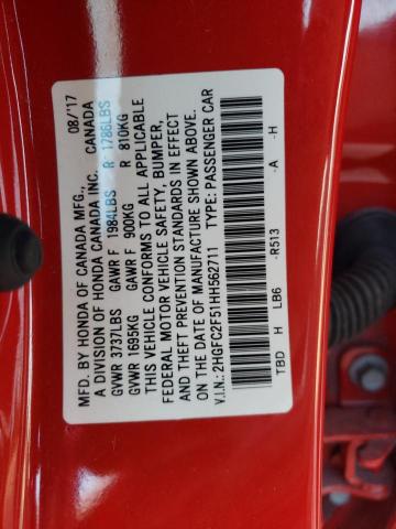Photo 10 from auction – 2017 HONDA CIVIC LX with VIN 2HGFC2F51HH562711