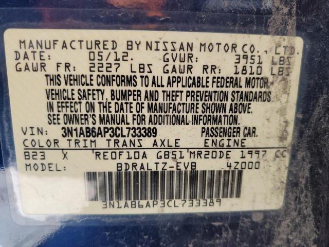 Photo 10 from auction – 2012 NISSAN SENTRA 2.0 with VIN 3N1AB6AP3CL733389
