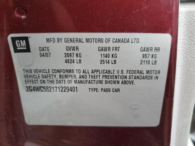 Zdjęcie 10 z aukcji – 2007 BUICK LACROSSE C z VIN 2G4WC582171229401