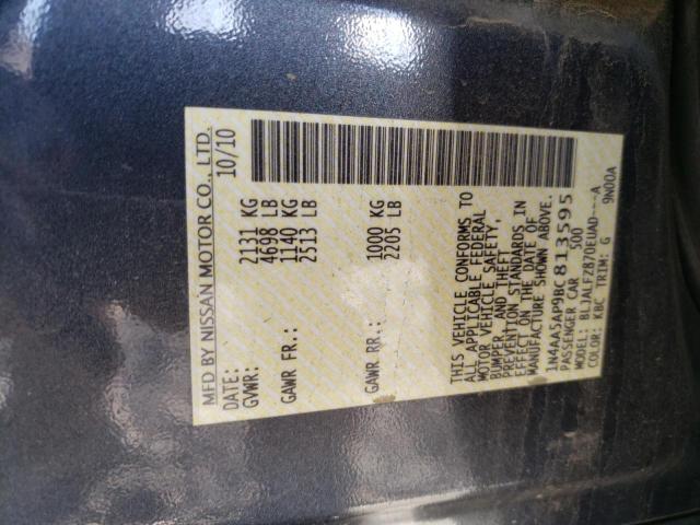 Photo 10 from auction – 2011 NISSAN MAXIMA S with VIN 1N4AA5AP9BC813595