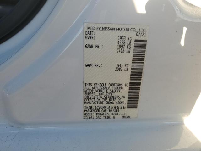 Photo 10 from auction – 2021 NISSAN ALTIMA SR with VIN 1N4BL4CV0MN359636