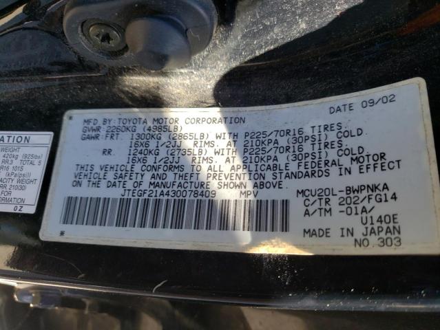 Photo 10 from auction – 2003 TOYOTA HIGHLANDER with VIN JTEGF21A430078409