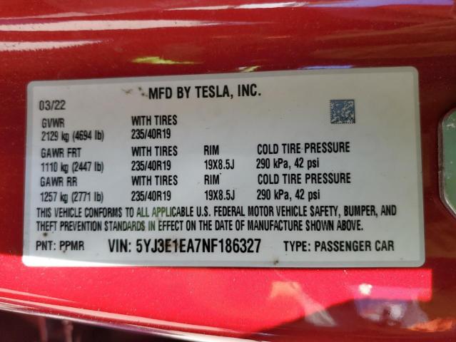 Photo 10 from auction – 2022 TESLA MODEL 3 with VIN 5YJ3E1EA7NF186327