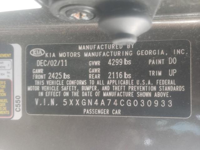 Photo 10 from auction – 2012 KIA OPTIMA EX with VIN 5XXGN4A74CG030933