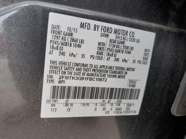 Photo 10 from auction – 2015 FORD EDGE SE with VIN 2FMTK3G91FBC10672