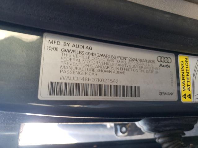Photo 10 from auction – 2007 AUDI A4 2.0T CA with VIN WAUDF48H07K021542