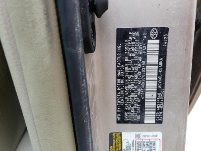 Photo 10 from auction – 2007 TOYOTA CAMRY CE with VIN 4T1BE46K87U503798