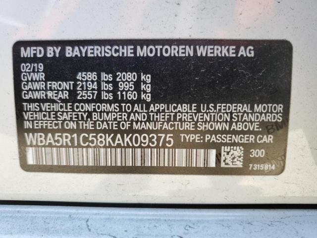 Photo 10 from auction – 2019 BMW 330I with VIN WBA5R1C58KAK09375
