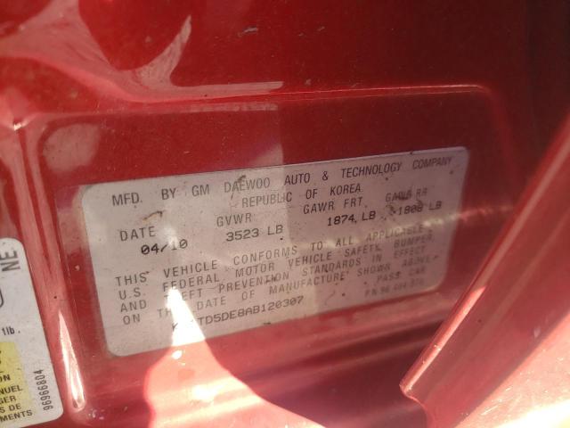 Photo 10 from auction – 2010 CHEVROLET AVEO LS with VIN KL1TD5DE8AB120307