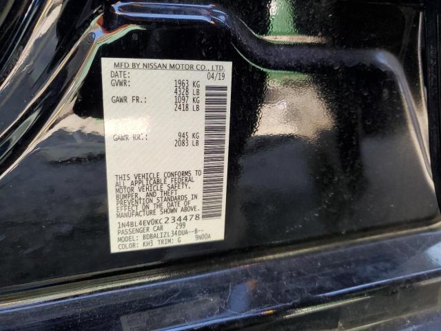 Photo 10 from auction – 2019 NISSAN ALTIMA SL with VIN 1N4BL4EV0KC234478