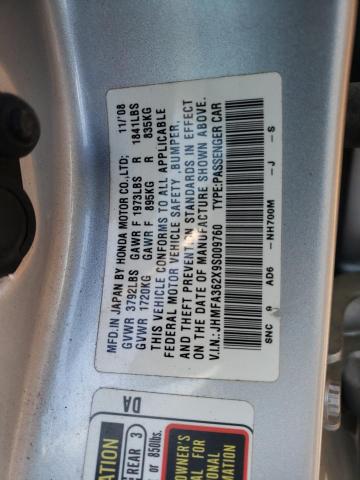 Photo 10 from auction – 2009 HONDA CIVIC HYBR with VIN JHMFA362X9S009760