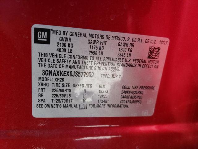 Photo 10 from auction – 2018 CHEVROLET EQUINOX LT with VIN 3GNAXKEX0JS577999