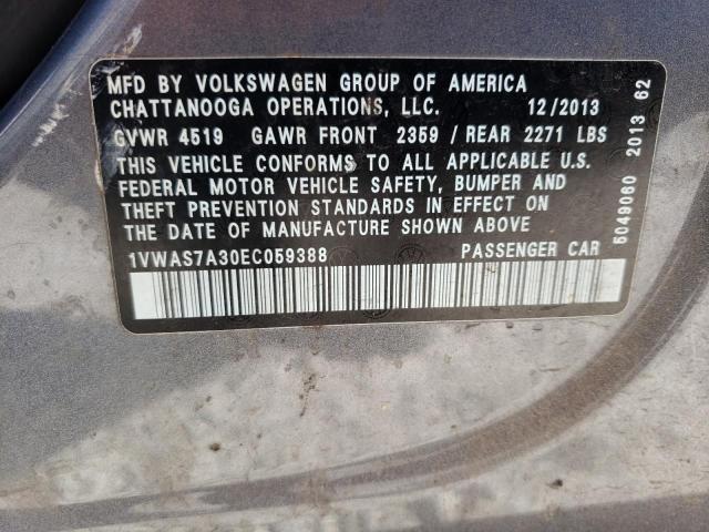 Photo 10 from auction – 2014 VOLKSWAGEN PASSAT S with VIN 1VWAS7A30EC059388