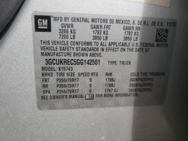 Photo 10 from auction – 2016 CHEVROLET SILVERADO with VIN 3GCUKREC5GG142501