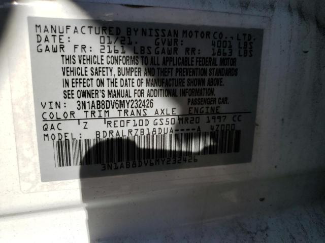 Photo 10 from auction – 2021 NISSAN SENTRA SR with VIN 3N1AB8DV6MY232426