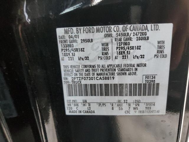 Photo 10 from auction – 2001 FORD F150 SVT L with VIN 2FTZF07301CA58819