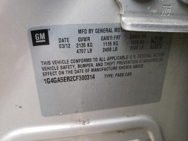 Photo 10 from auction – 2012 BUICK LACROSSE with VIN 1G4GA5ER2CF300314