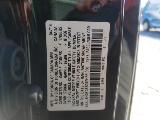 Photo 10 from auction – 2014 HONDA CIVIC EXL with VIN 2HGFG3B01EH521950