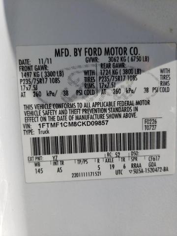 Photo 10 from auction – 2012 FORD F150 with VIN 1FTMF1CM8CKD09857