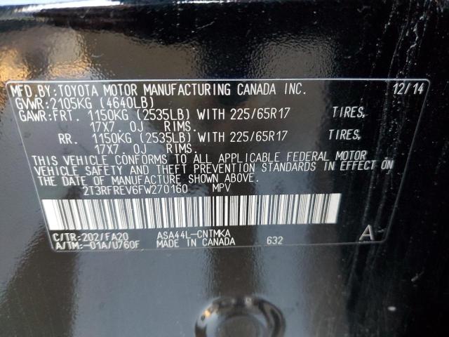 Photo 10 from auction – 2015 TOYOTA RAV4 XLE with VIN 2T3RFREV6FW270160
