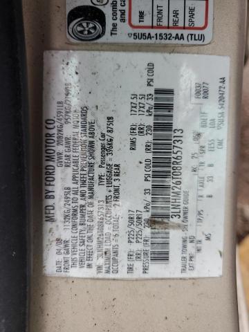 Photo 10 from auction – 2008 LINCOLN MKZ with VIN 3LNHM26T08R657313