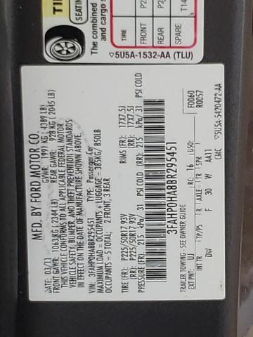 Photo 10 from auction – 2011 FORD FUSION SE with VIN 3FAHP0HA8BR295451