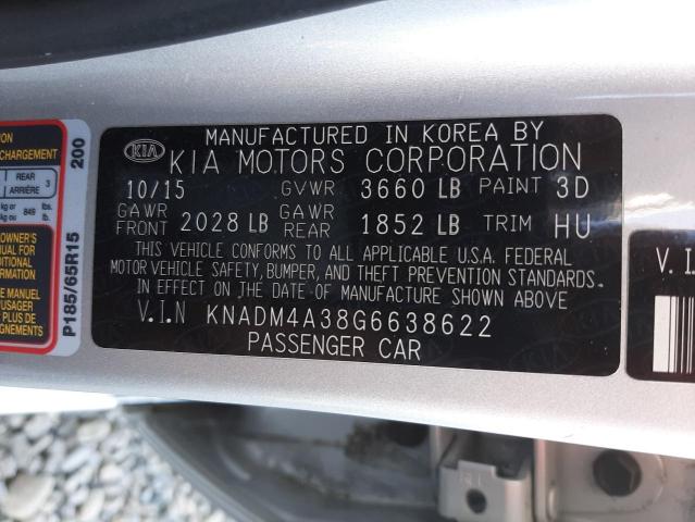 Photo 10 from auction – 2016 KIA RIO LX with VIN KNADM4A38G6638622