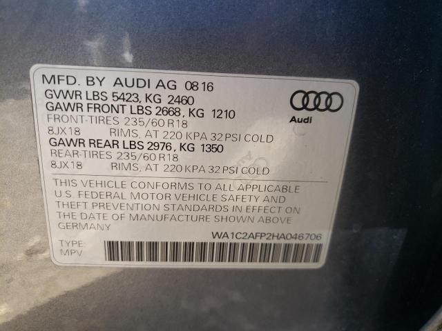 Photo 10 from auction – 2017 AUDI Q5 PREMIUM with VIN WA1C2AFP2HA046706