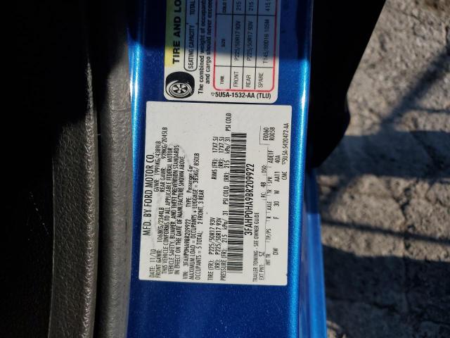 Photo 10 from auction – 2011 FORD FUSION SE with VIN 3FAHP0HA9BR209922