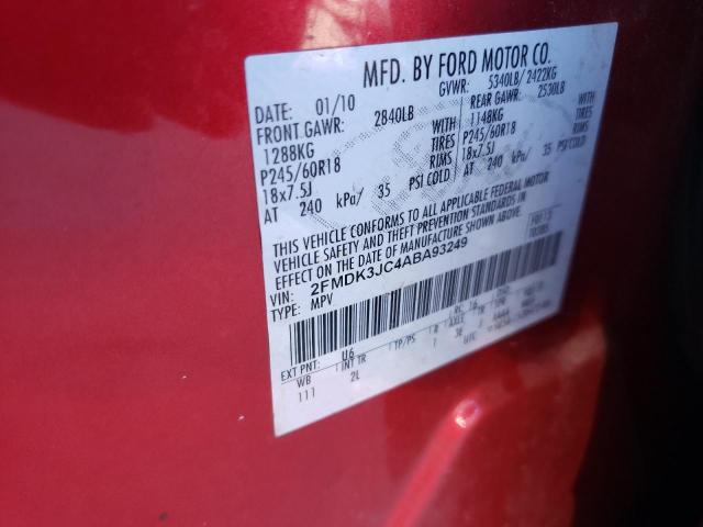 Photo 10 from auction – 2010 FORD EDGE SEL with VIN 2FMDK3JC4ABA93249