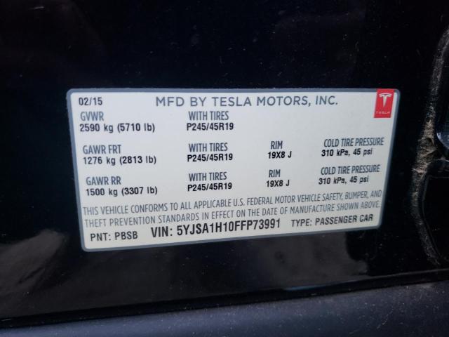 Photo 10 from auction – 2015 TESLA MODEL S 85 with VIN 5YJSA1H10FFP73991