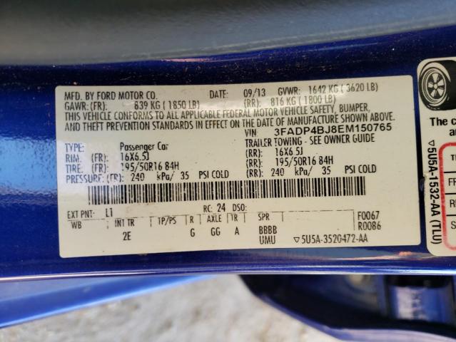 Photo 10 from auction – 2014 FORD FIESTA SE with VIN 3FADP4BJ8EM150765