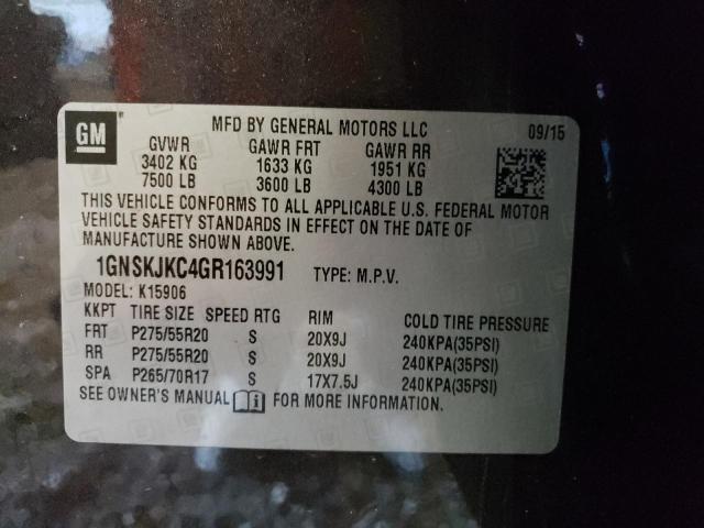 Photo 10 from auction – 2016 CHEVROLET SUBURBAN K with VIN 1GNSKJKC4GR163991