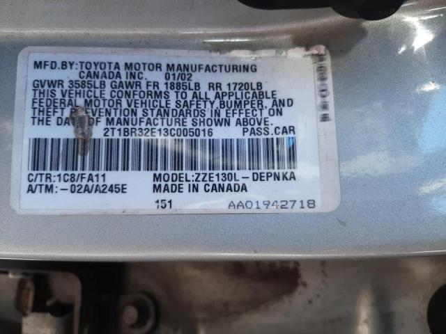 Photo 10 from auction – 2003 TOYOTA COROLLA CE with VIN 2T1BR32E13C005016