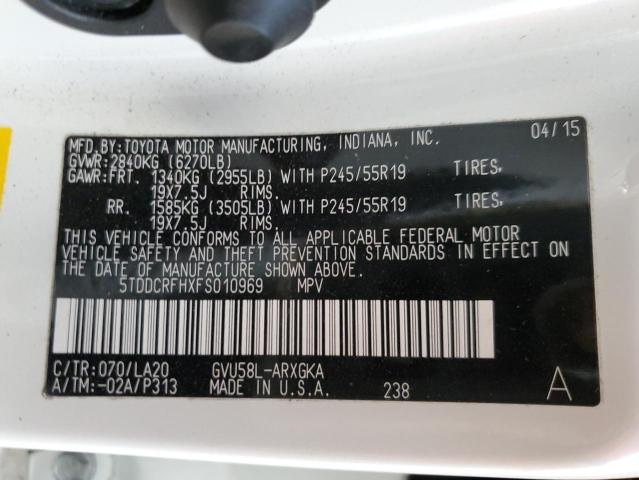 Photo 10 from auction – 2015 TOYOTA HIGHLANDER with VIN 5TDDCRFHXFS010969