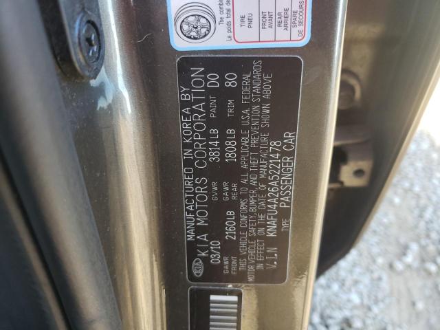 Photo 10 from auction – 2010 KIA FORTE EX with VIN KNAFU4A26A5221478
