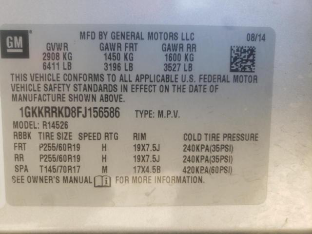 Photo 10 from auction – 2015 GMC ACADIA SLT with VIN 1GKKRRKD8FJ156586