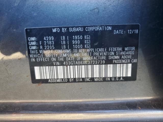 Photo 10 from auction – 2019 SUBARU IMPREZA with VIN 4S3GTAB6XK3723739