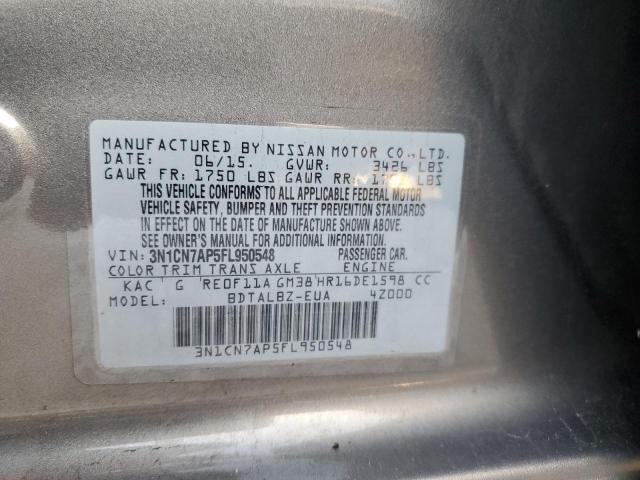 Photo 10 from auction – 2015 NISSAN VERSA S with VIN 3N1CN7AP5FL950548
