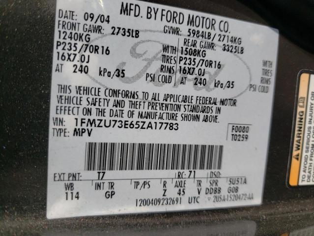 Photo 10 from auction – 2005 FORD EXPLORER X with VIN 1FMZU73E65ZA17783